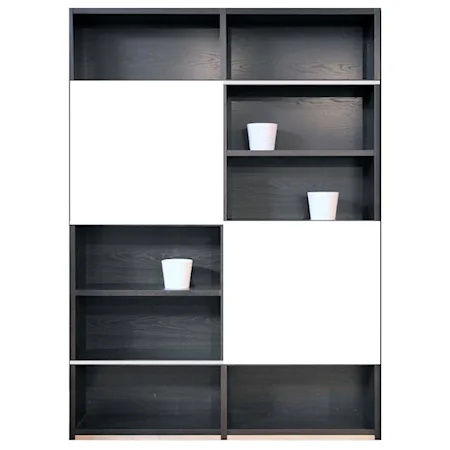 Double Bookcase with 2 White UV Doors with Sliders